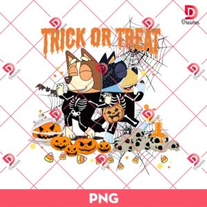 Trick Or Treat Bluey And Bingo Halloween PNG, Bluey Halloween PNG