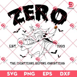 Zero Nightmare Before Christmas SVG PNG, Halloween Characters Movie PNG SVG
