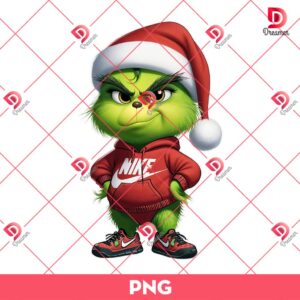 Baby Grinch Wearing Nike Outfits PNG, Baby Grinch Christmas PNG