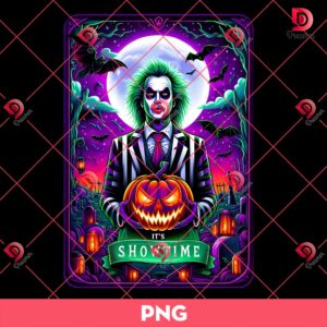 Beetlejuice Pumpkin PNG, It's Showtime Beetlejuice PNG, Horror Movie Halloween PNG
