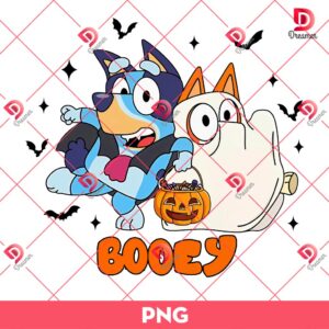 Bluey And Bingo Booey Halloween PNG, Bluey Ghost Halloween PNG