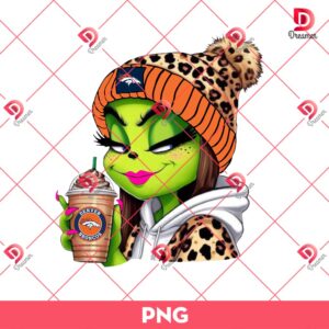 Boujee Girl Grinch Denver Broncos PNG, Grinch Girl NFL Football PNG