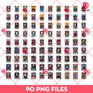 Bundle Horror Killers Tarot Card PNG, Halloween Horror Tarot Card PNG Bundle