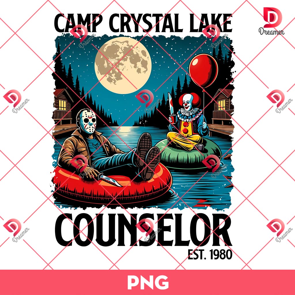 Camp Crystal Lake Counselor EST 1980 PNG, Horror Killers Halloween PNG, Jason Voorhees And Pennywise PNG 1 Camp Crystal Lake Counselor EST 1980 PNG, Horror Killers Halloween PNG, Jason Voorhees And Pennywise PNG