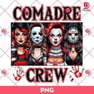 Comadre Crew Horror Ladies PNG, Horror Killers Halloween Thug Life PNG