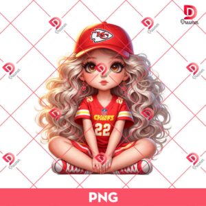 Cute Girl Kansas City Chiefs PNG, Girl Football PNG