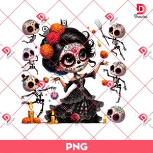 Dancing Catrina PNG, Chicana Halloween PNG