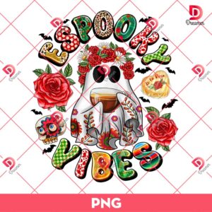 Espooky Vibes PNG, Halloween Cute Ghost Spooky Vibes PNG