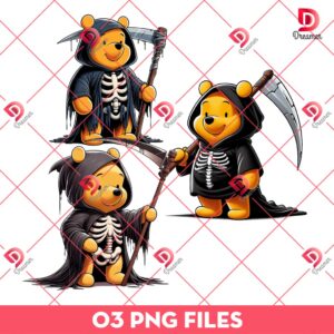 Grim Reaper Winnie The Pooh PNG, Horror Disney Characters PNG, Halloween Death Pooh PNG