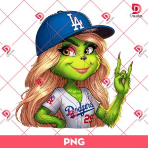 Grinch Girl Los Angeles Dodgers PNG, Grinch Girl MLB Baseball PNG