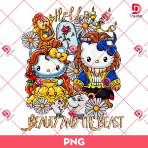 Hello Beauty And The Beast PNG, Hello Kitty Belle Pricess PNG, Disney Princess Kitty PNG