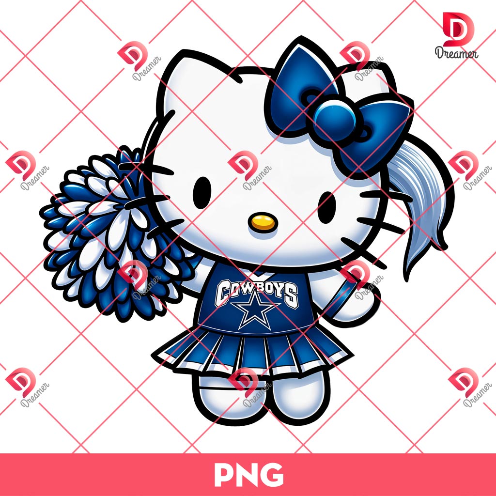 Hello Kitty Dallas Cowboys Football PNG, Hello Kitty Wearing Dallas Cowboys Cheerleading Outfit PNG 8 Hello Kitty Dallas Cowboys Football PNG 7