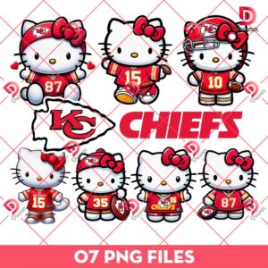 Hello Kitty Kansas City Chiefs PNG Bundle, Hello Kitty Football PNG Bundle