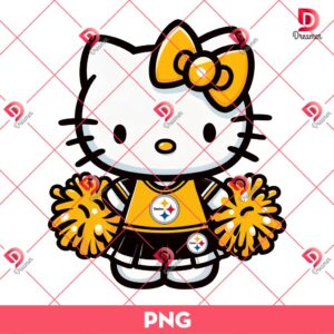 Hello Kitty Pittsburgh Steelers Football PNG Hello Kitty Wearing Pittsburgh Steelers Cheerleading Outfit PNG 6