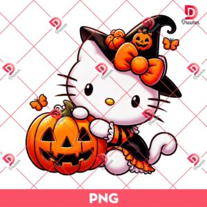 Hello Kitty Witch And Pumpkin Halloween PNG, Trick Or Treat Hello Kitty PNG