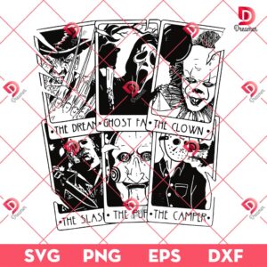 Horror Characters Cards SVG PNG EPS DXF, Halloween Horror Killers Card PNG SVG