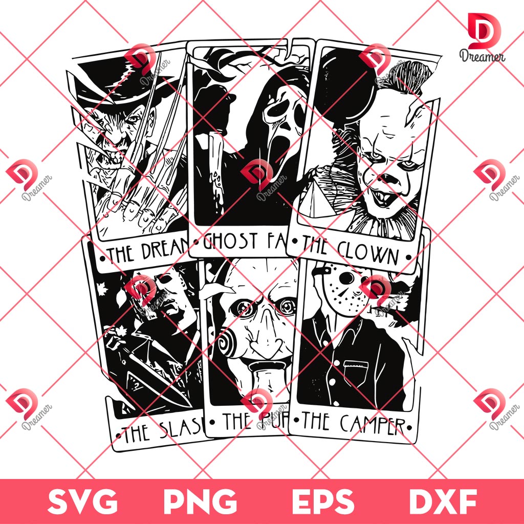 Horror Characters Cards SVG PNG EPS DXF, Halloween Horror Killers Card PNG SVG 1 Horror Characters Cards SVG PNG EPS DXF, Halloween Horror Killers Card PNG SVG