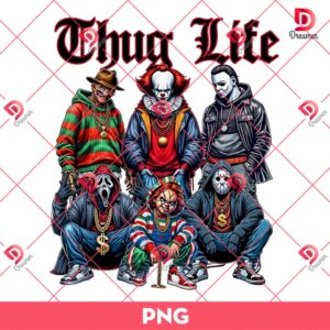 Horror Friends Thug Life PNG, Halloween Killers Thug Life PNG, Scary Movie Characters Halloween PNG
