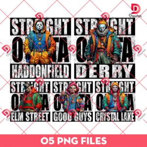 Horror Killers Straight Outta Nightmares PNG Bundle, Halloween Horror Movie PNG Bundle, Series Killers Halloween PNG