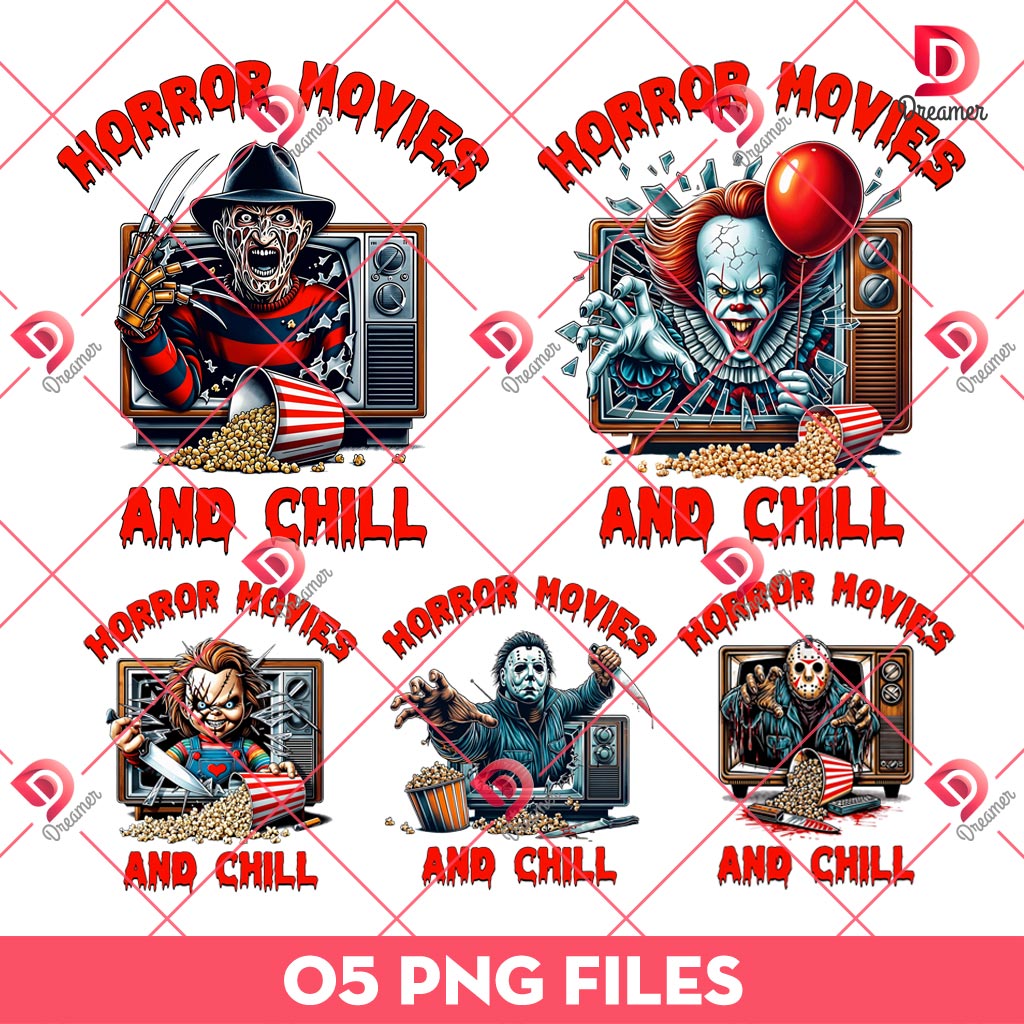 Horror Movies And Chill PNG Bundle, Horror Killers Halloween PNG Bundle 1 Horror Movies And Chill PNG Bundle, Horror Killers Halloween PNG Bundle