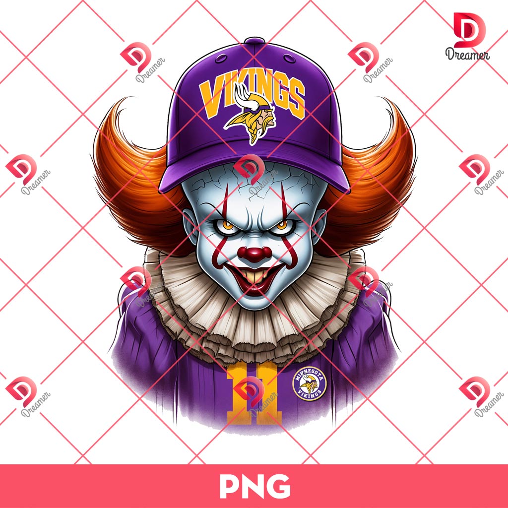 Bundle Minnesota Vikings NFL PNG, Football Vikings Cartoon Characters Bundle PNG 17 Horror Pennywise Vikings Football Team PNG NFL Pennywise Minnesota Vikings PNG