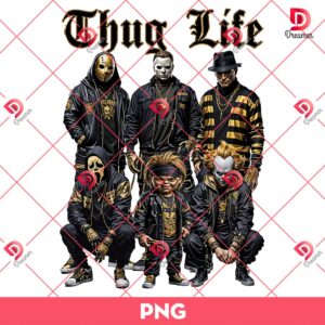 Horror Thug Life Gold Version PNG, Horror Killers Halloween PNG