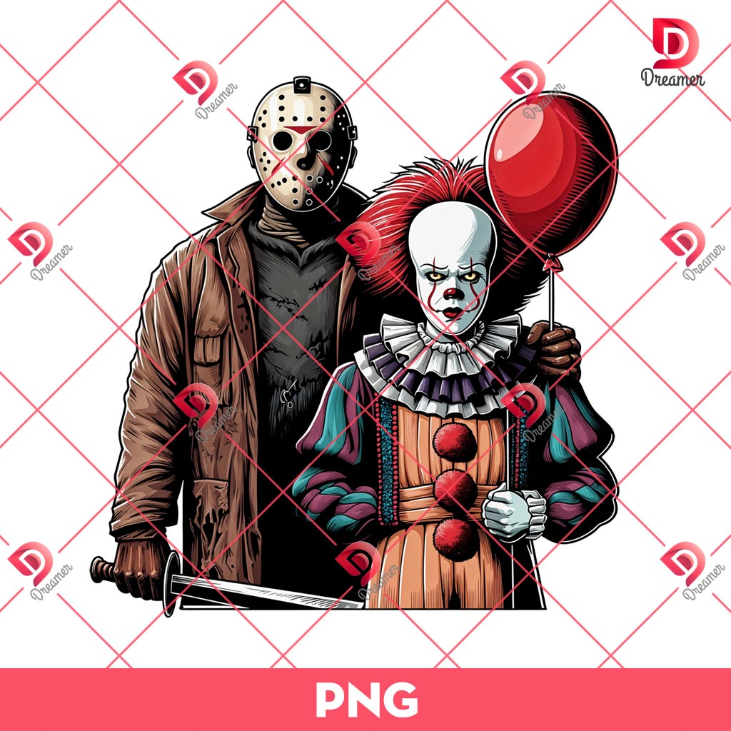 Jason Voorhees And Pennywise PNG, Horror Friends Halloween PNG 1 Jason Voorhees And Pennywise PNG, Horror Friends Halloween PNG