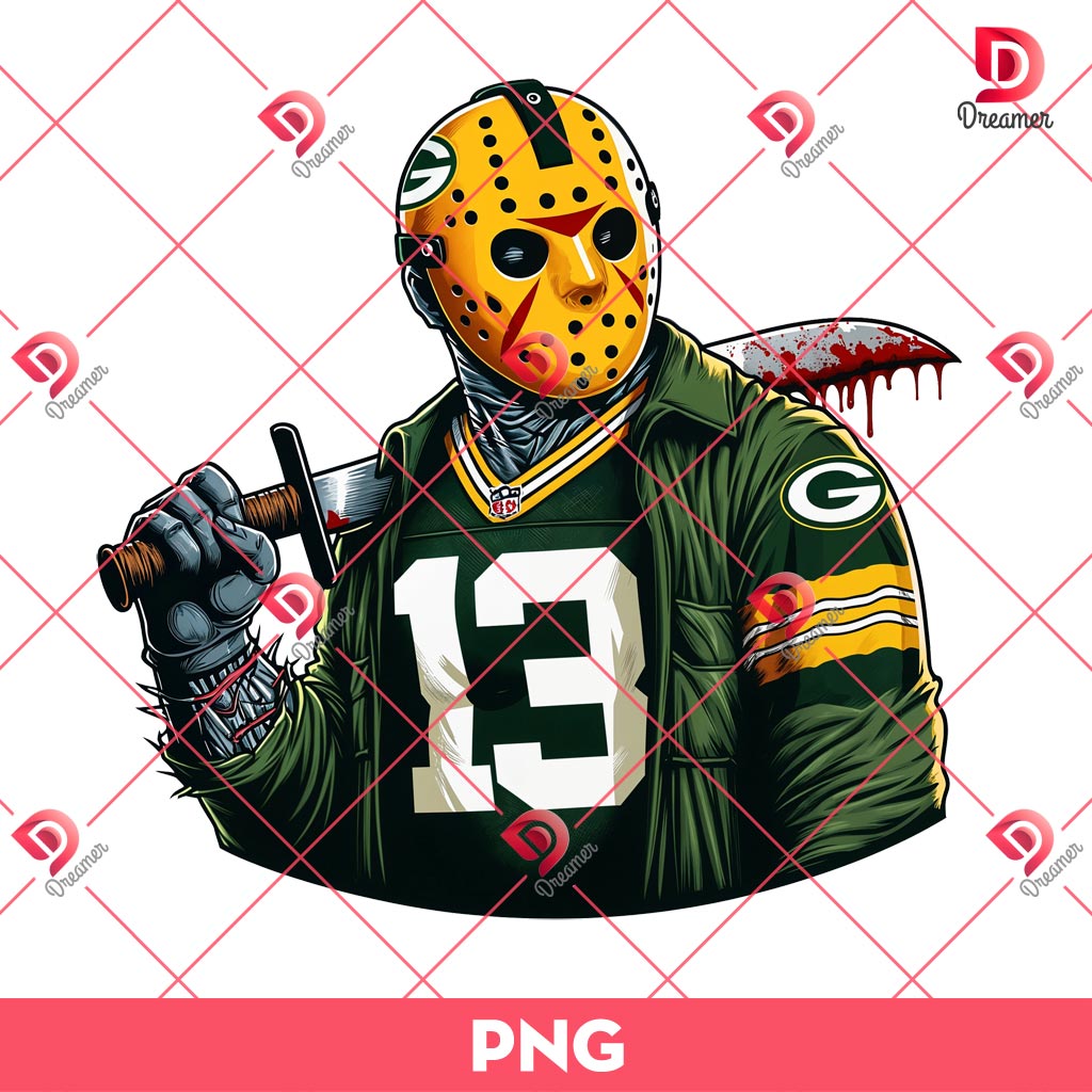 Bundle Green Bay Packers PNG Design, NFL Packers Football PNG Bundle, Bundle NFL Cartoon Football 33 Jason Voorhees Green Bay Packers PNG, Horror Killer NFL Football PNG, Horror Character Halloween PNG
