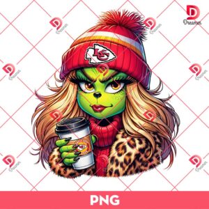 Kansas City Chiefs Boujee Grinch Girl PNG, Grinch Girl NFL Football PNG, Grinchmas PNG