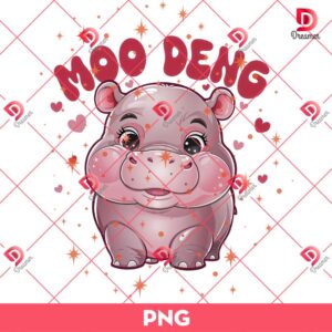 Moo Deng Bouncy Pig PNG, Moo Deng Baby Hippo PNG