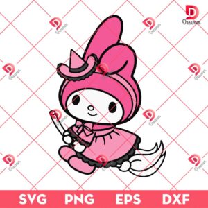 My Melody Witch Halloween SVG PNG, Sanrio Cartoon Halloween SVG PNG, Halloween My Melody Cosplay Witch PNG SVG