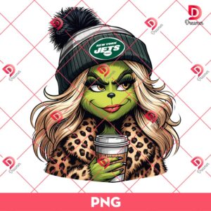 New York Jets Boujee Grinch Girl PNG, Grinch Girl NFL Football PNG, Grinchmas PNG
