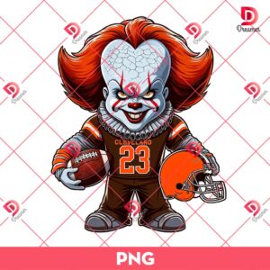 Bundle Cleveland Browns NFL PNG, Football Browns Cartoon Characters Bundle PNG 39 Pennywise Cleveland Browns PNG, Horror Killer NFL Football PNG, Horror Character Halloween Sport PNG