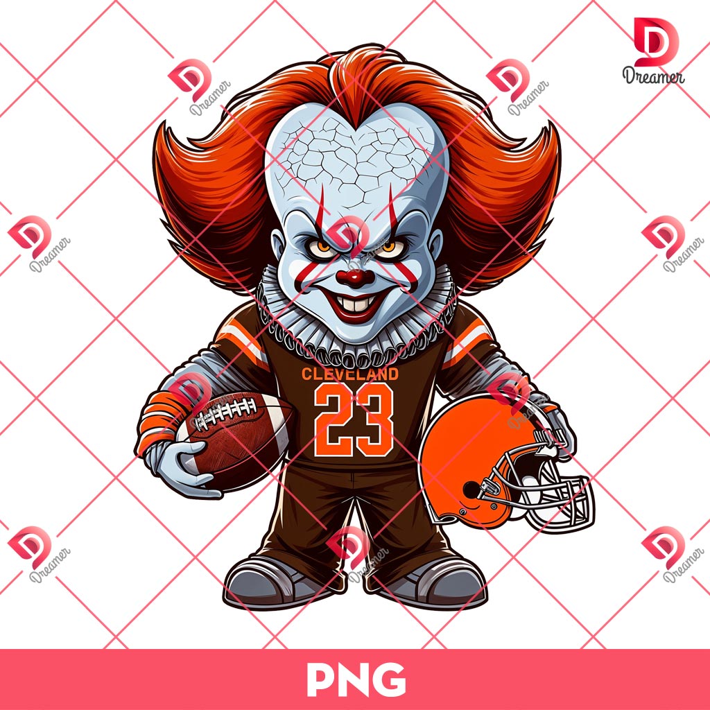 Bundle Cleveland Browns NFL PNG, Football Browns Cartoon Characters Bundle PNG 17 Pennywise Cleveland Browns PNG, Horror Killer NFL Football PNG, Horror Character Halloween Sport PNG
