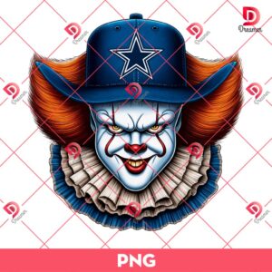 Pennywise Dallas Cowboys PNG, Horror Killer NFL Football PNG, Horror Character Halloween Sport PNG