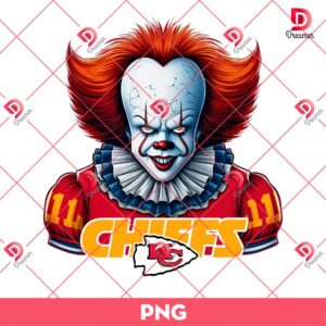 Pennywise Kansas City Chiefs PNG, Horror Killer NFL Football PNG, Horror Character Halloween Sport PNG