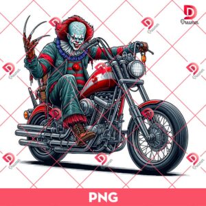 Pennywise Ride A Motobike PNG, Horror Killer PNG, Scary Movie Halloween PNG