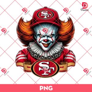 Pennywise San Francisco 49ers PNG, Horror Killers Football Halloween PNG
