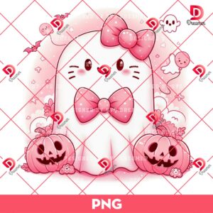 Pink Halloween Cute Ghost Breast Cancer PNG, Pink Ghost Halloween Spooky Season PNG, Cancer Awareness PNG