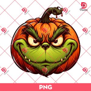 Pumpkin Grinch Face PNG, Grinch Pumpkin Halloween PNG