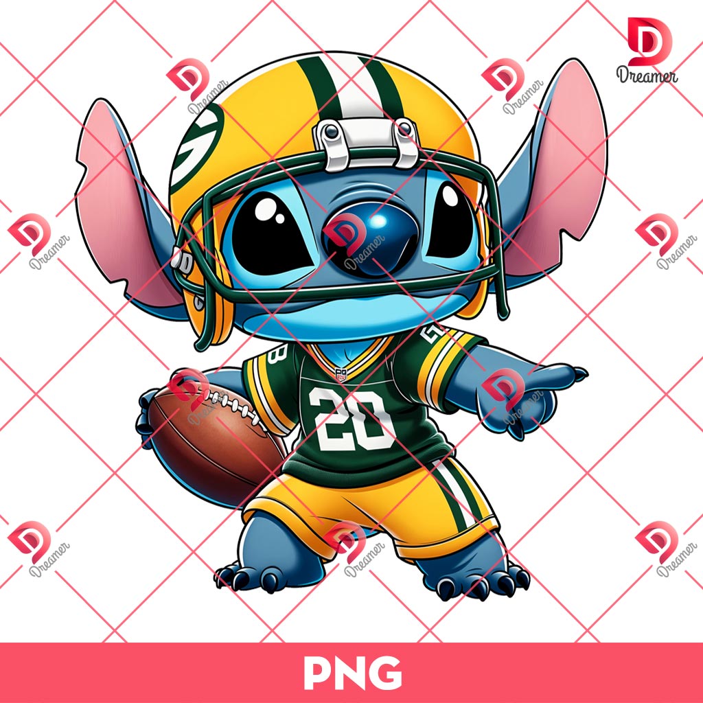 Bundle Green Bay Packers PNG Design, NFL Packers Football PNG Bundle, Bundle NFL Cartoon Football 25 Stitch Green Bay Packers Football PNG, Stitch NFL Sport PNG