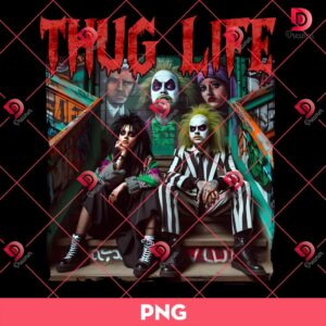 Thug Life Beetlejuice Couple PNG, Horror Couple Thug Life PNG, Halloween PNG