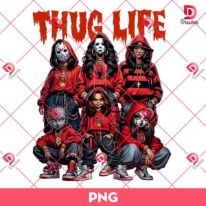 Thug Life Horror Ladies Red Version PNG, Horror Characters Halloween PNG, Comadre Crew Horror Girls PNG