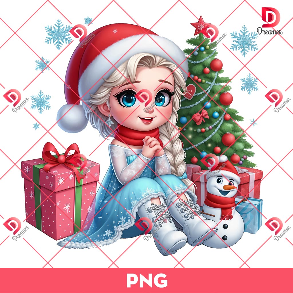 Disney Princess Merry Christmas PNG Bundle, Princess Xmas PNG Design 4 Baby Elsa Merry Christmas PNG, Disney Princess Christmas PNG