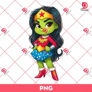 Baby Grinch Girl Wonder Woman PNG, Superhero Grinchmas PNG, Merry Christmas PNG