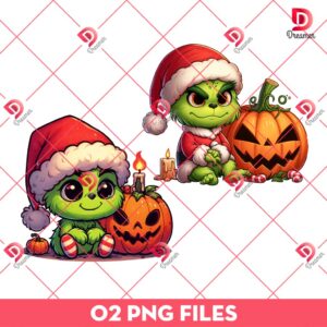 Baby Grinch Halloween PNG, Grinchmas Halloween PNG, Grinch Merry Halloween PNG