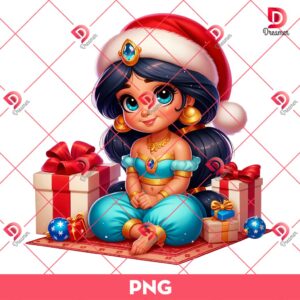 Baby Jasmine Merry Christmas PNG, Disney Princess Christmas PNG