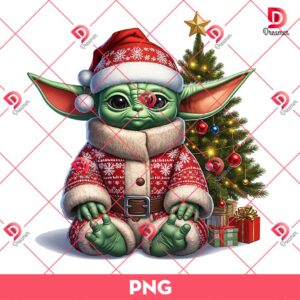 Baby Yoda Christmas PNG, Merry Christmas Star Wars Movie PNG