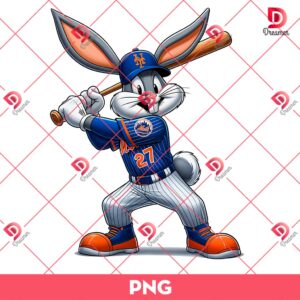 Bugs Bunny New York Mets PNG, Cute Cartoon Rabbit Baseball Player PNG