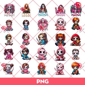 Bundle Mama Jason Voorhees And Children PNG, Horror Mama Halloween PNG Bundle